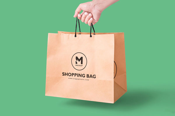 Handheld View of a Paper Bag Mockup