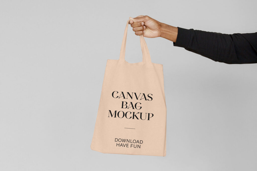 Handholding Canvas Bag Mockup from Front View
