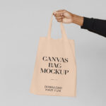 Handholding Canvas Bag Mockup from Front View