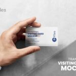Handholding Multicolor Plastic Transparent Business Card Mockup