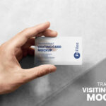 Handholding Multicolor Plastic Transparent Business Card Mockup