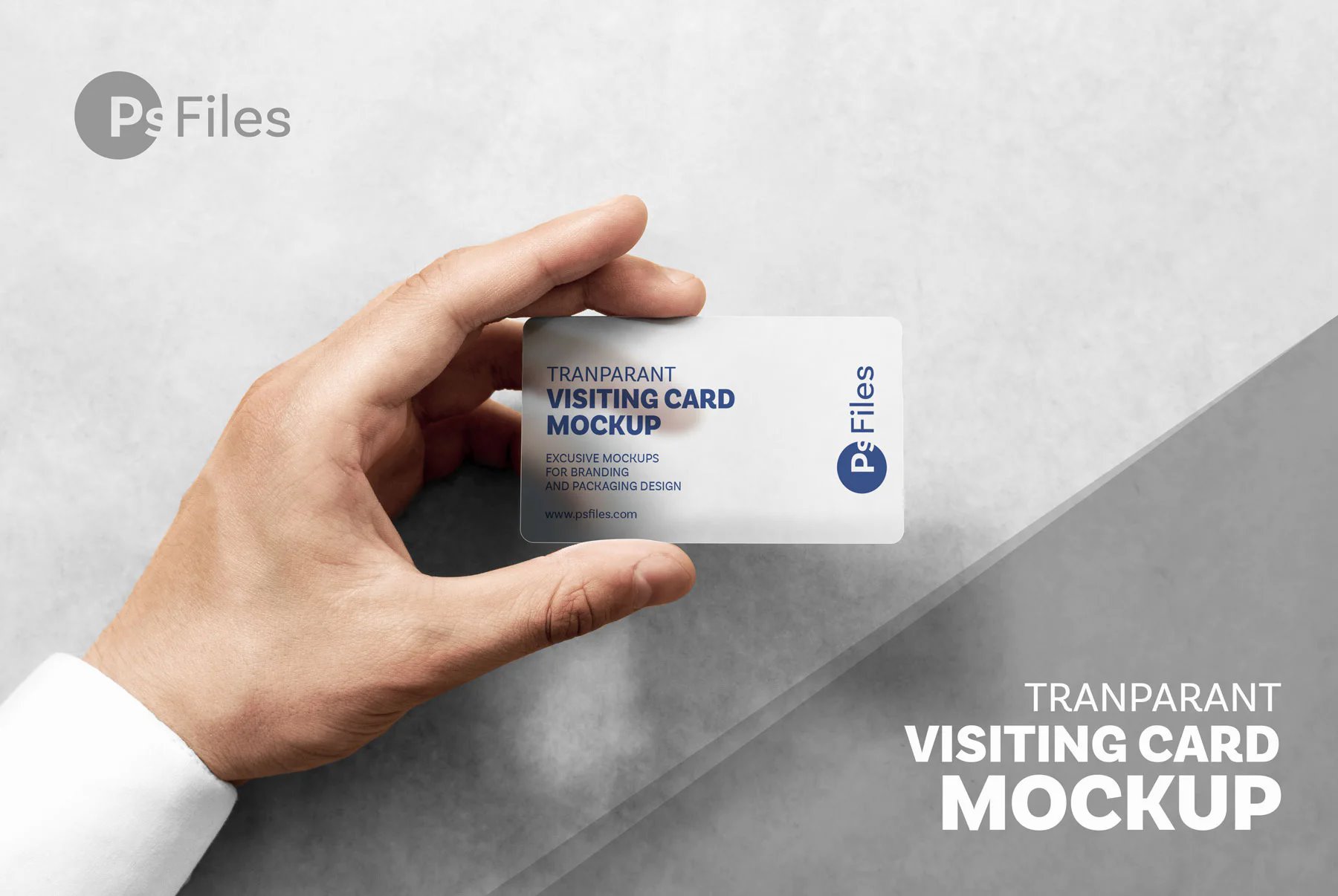 Handholding Multicolor Plastic Transparent Business Card Mockup FREE PSD
