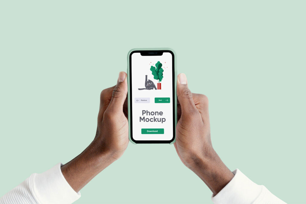 Hands Holding a Phone With a Case Mockup