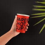 Hands Holding Paper Hot Cup Mockup in Front View