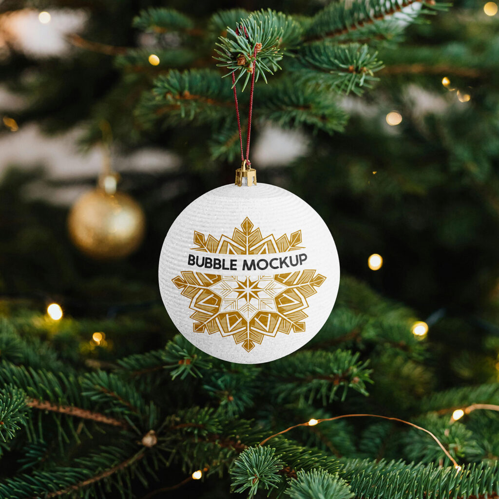 Hanging Christmas Ball Mockup