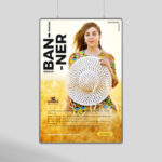 Hanging Front View Advertising Banner Mockup