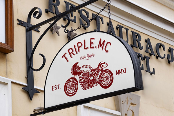 Hanging Half Circle Sign Mockup