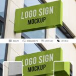 Hanging Landscape Entrance Wall Logo Sign Mockup