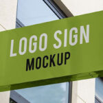 Hanging Landscape Entrance Wall Logo Sign Mockup