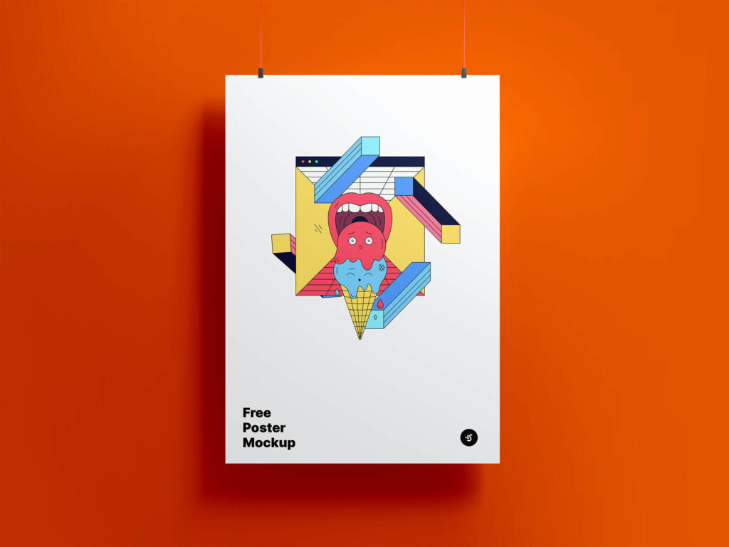 Hanging on a Wall Poster Mockup