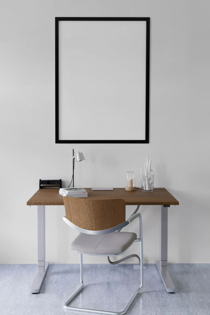 Hanging Poster Above Desk Mockup