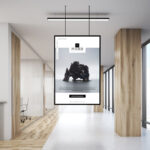 Hanging Poster Mockup with Realistic Office Setting