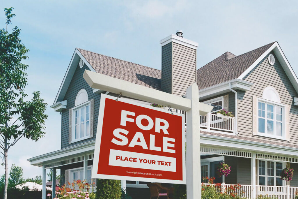 Square Hanging Real Estate Sign Mockup