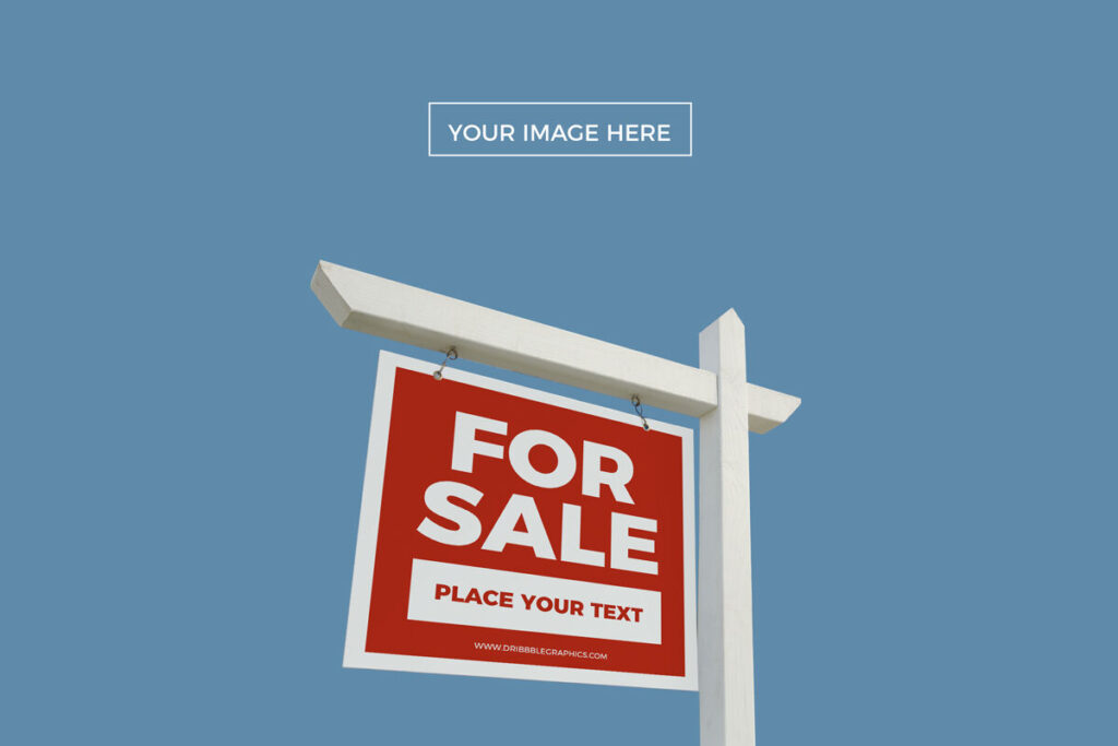 Square Hanging Real Estate Sign Mockup