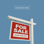 Square Hanging Real Estate Sign Mockup