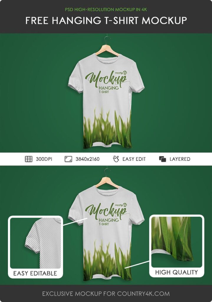 Hanging Round Neck T-Shirt Mockup