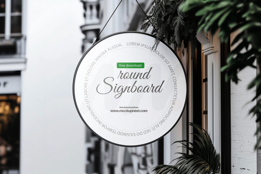 Hanging Round Signboard Mockup