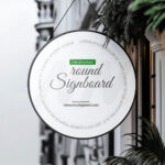 Hanging Round Signboard Mockup