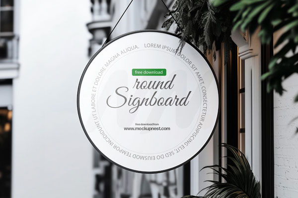 Hanging Round Signboard Mockup