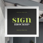 Hanging Wall Sign Mockup in Facing View
