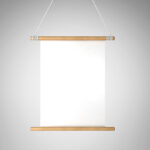 Hanging Wooden Frame Poster Mockup in Front View