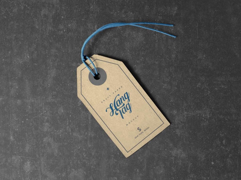 Hangtag Laid in the Top View Mockup