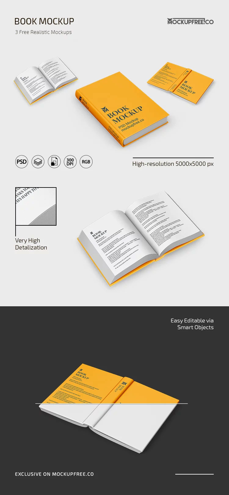Free Hard Cover Book Mockup PSD Template