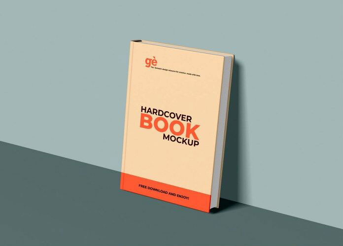 Hardcover Book Against the Wall Mockup