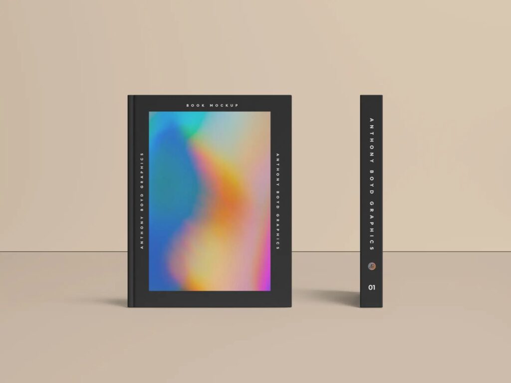 Hardcover Book and The Spine Mockup