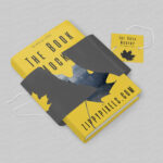Hardcover Book With Torn Special Wrapping Plus a Tag Mockup
