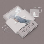 Hardcover Book With Torn Special Wrapping Plus a Tag Mockup