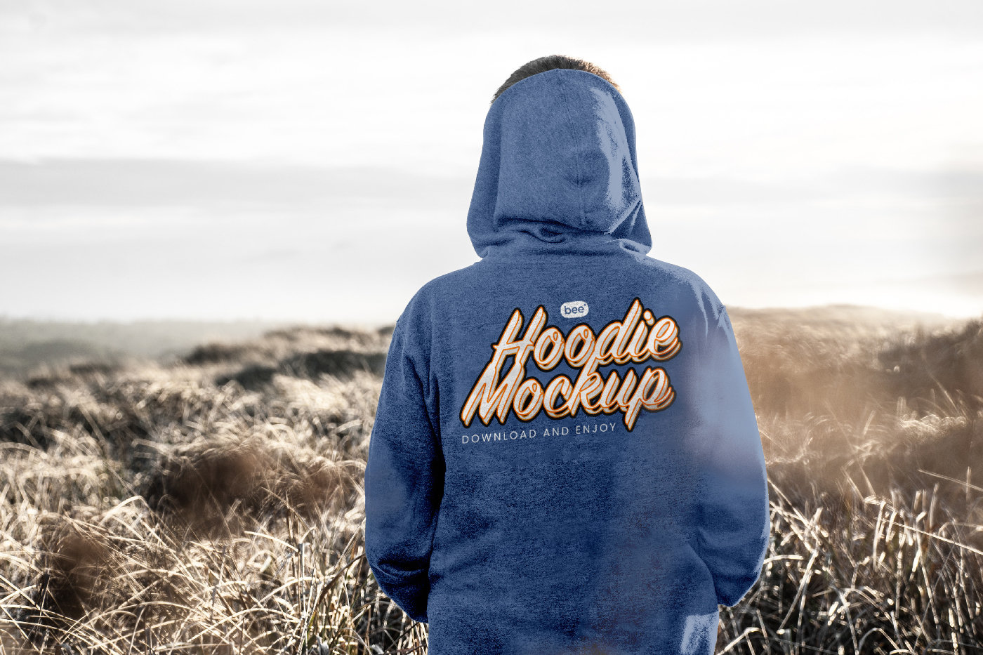 Head-on Shot of Back Hoodie Mockup FREE PSD