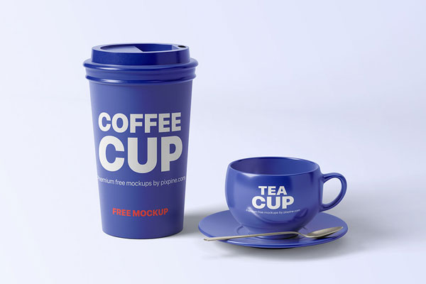 Head-on View of Coffee Mockup with Tea Cup
