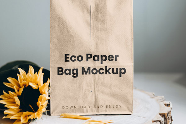Head-on View of Eco Bag Mockup with Sunflower