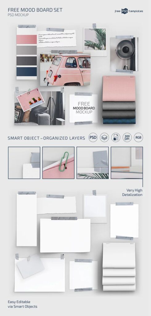 Head-on View of Mood Board Mockup