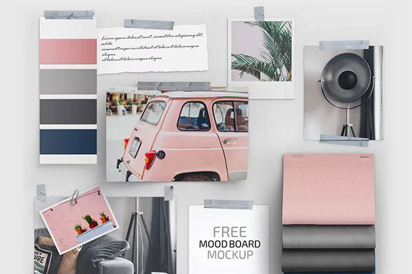 Head-on View of Mood Board Mockup