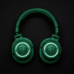 Headphones Placed in the Top View Mockup
