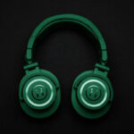 Headphones Placed in the Top View Mockup