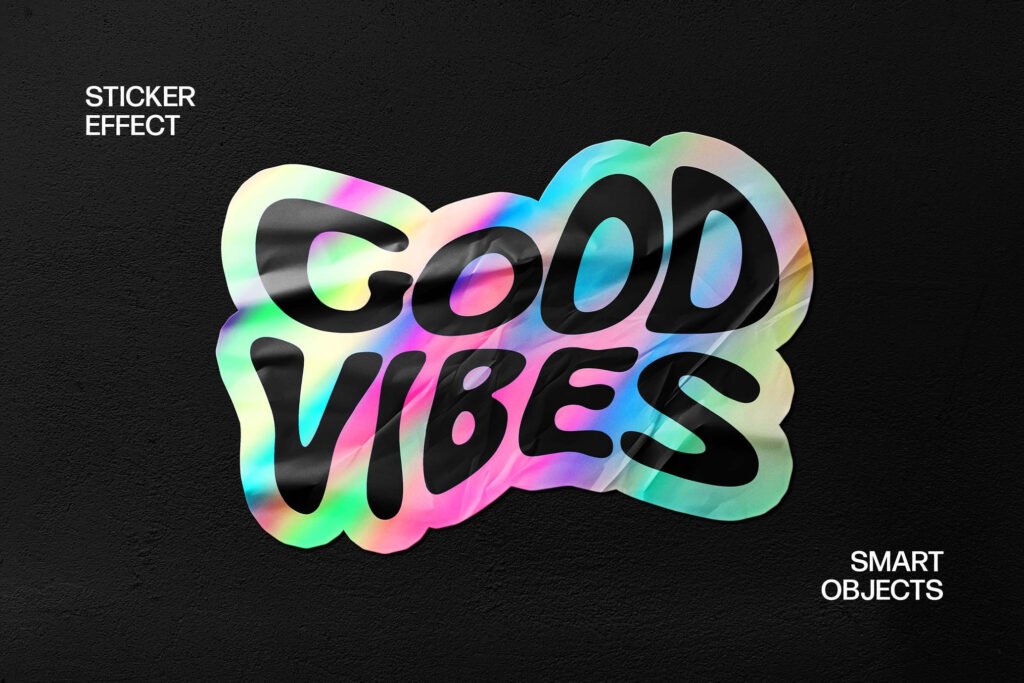 Holo Wrinkled Sticker Mockup