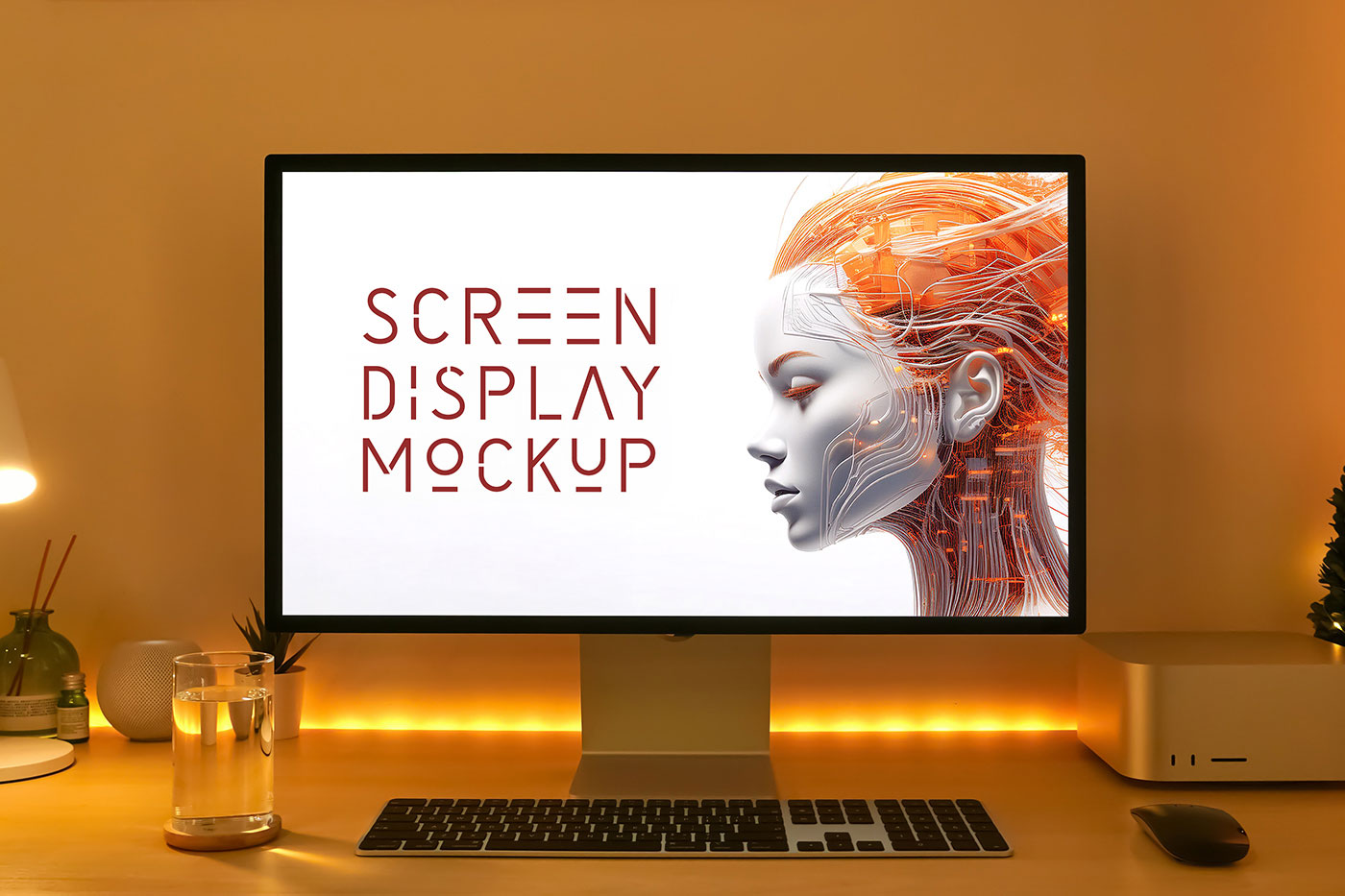 Free Home Office Desktop Screen Mockup PSD Template
