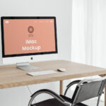 Home Office iMac Mockup in Perspective Sight