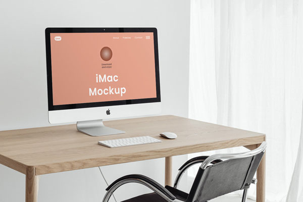 Home Office iMac Mockup in Perspective Sight