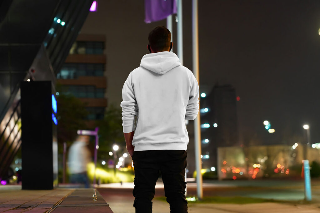 Hoodie in Night City Mockup