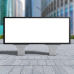 Horizontal Advertisement Billboard in the City Mockup Front View