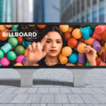 Horizontal Advertisement Billboard in the City Mockup Front View