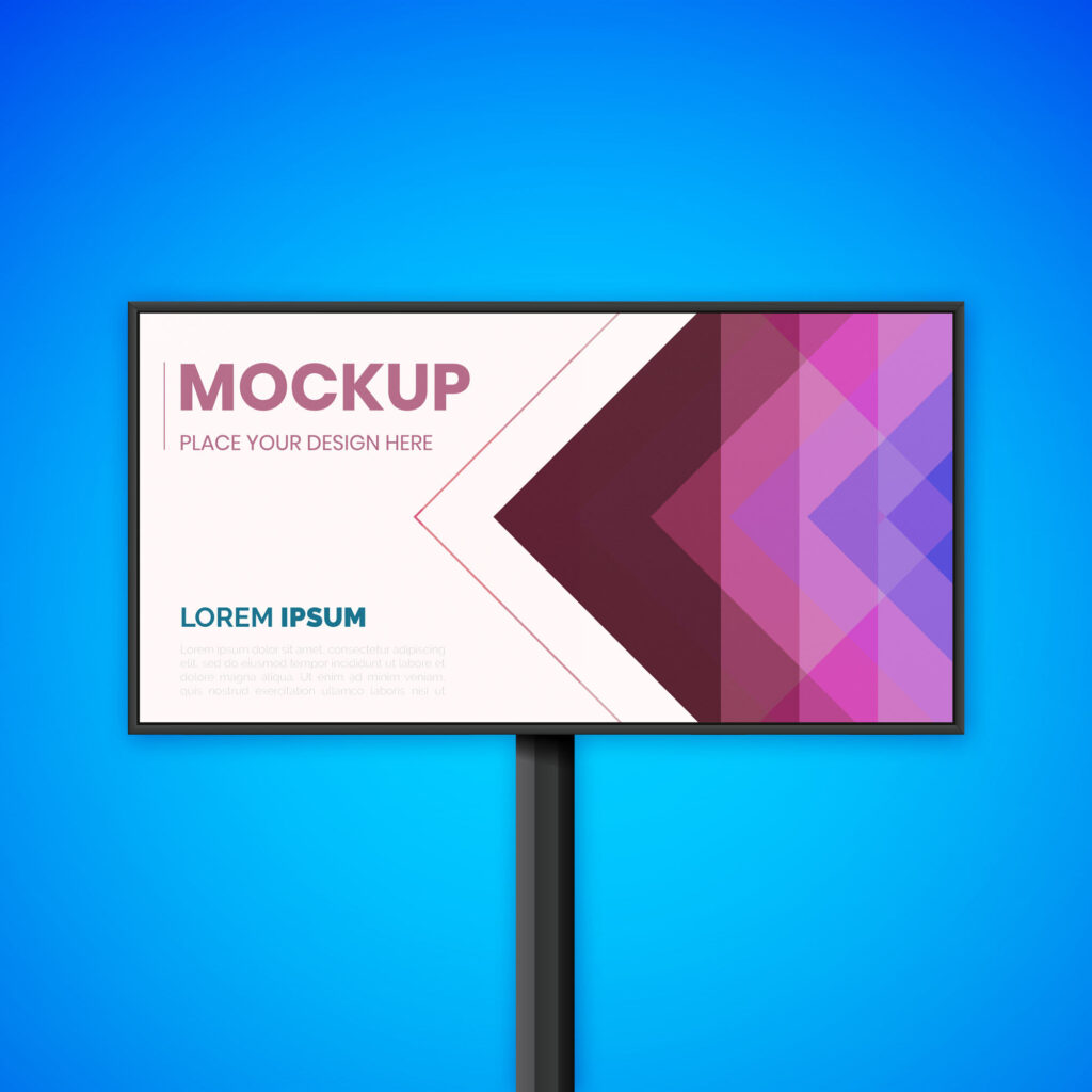 Horizontal Advertisement Billboard Standing in the Front View Mockup