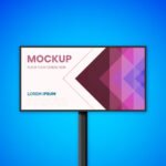 Horizontal Advertisement Billboard Standing in the Front View Mockup
