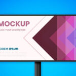 Horizontal Advertisement Billboard Standing in the Front View Mockup