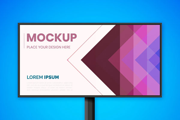 Horizontal Advertisement Billboard Standing in the Front View Mockup