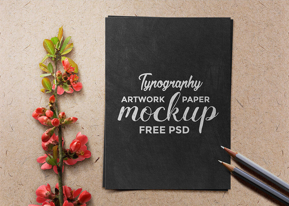Horizontal and Rectangular Typography Artwork Paper Mockup
